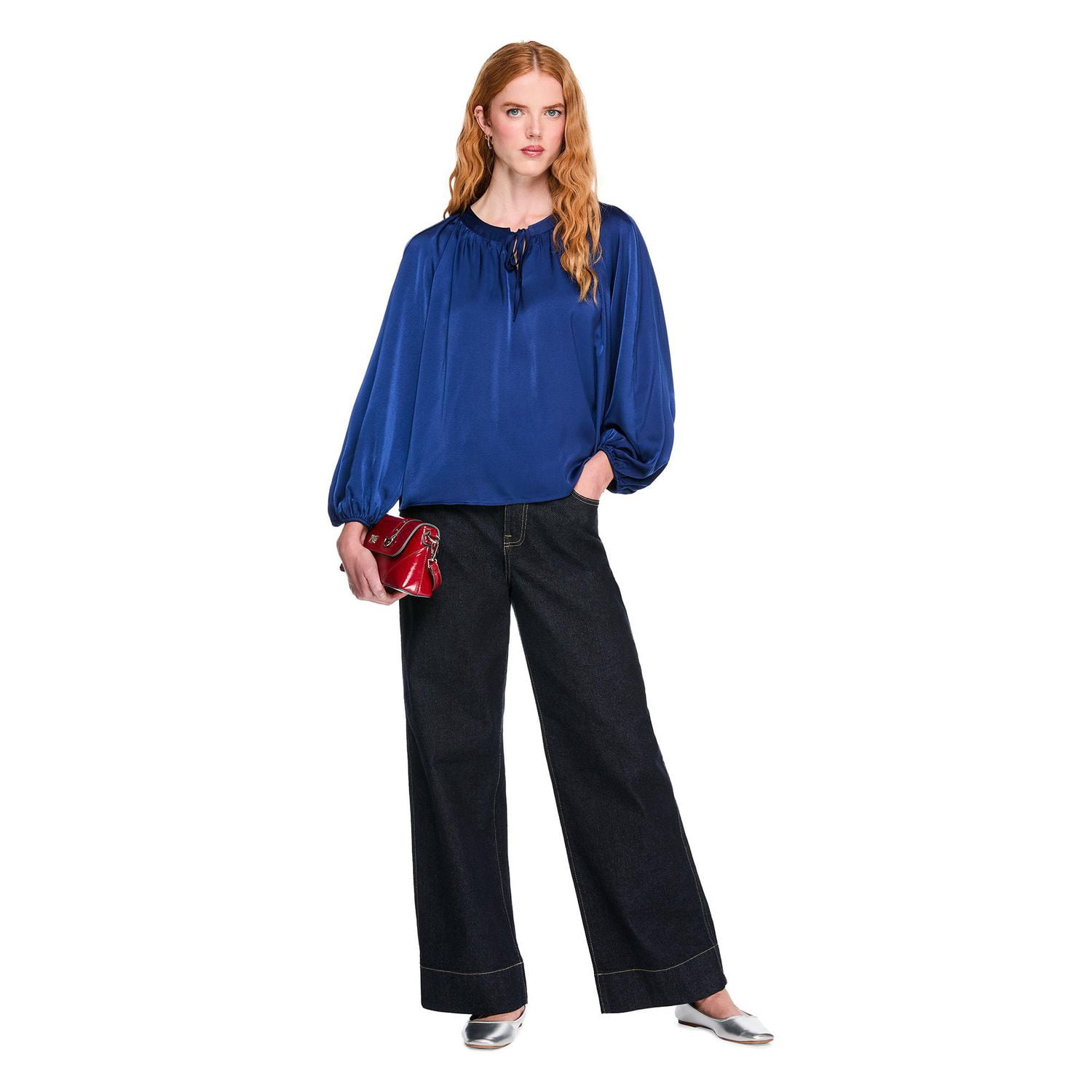 Chemisier en satin avec nouette George pour femmes