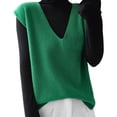 thumbnail image 1 of IMENGL Chandail Sans Manches à Col en V style Coréen Automne Hiver, Vert 2TG, Taille g-2TG, 1 of 4