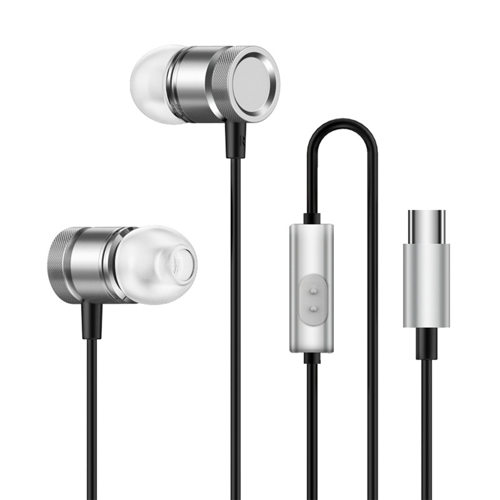TopLLC Metal In-ear Flat Port Headphones Type-c Plug Heavy Bass Ergonomic Design Noise Cancelling Headphone