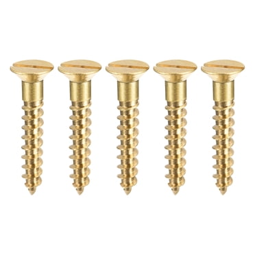 Unique Bargains M4 x 25mm Wood Screws Slotted Flat Head Brass Self-Tapping Screw 100 Pack