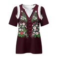 thumbnail image 3 of Kcodviy Femmes T-Shirts Confortables Imprimés T-Shirt de Compression Femmes Col Rond Manches Courtes Col Roulé Manches Longues T-Shirt Femmes Hauts Tee Tunique Blouse, 3 of 4