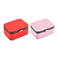 thumbnail image 4 of pitrice Jewelry Box with Buckle PU Gift Display Solid Color Case Findings Earrings Locket Necklace Organizer Storage Holder Girls Red Red 8*6, 4 of 6