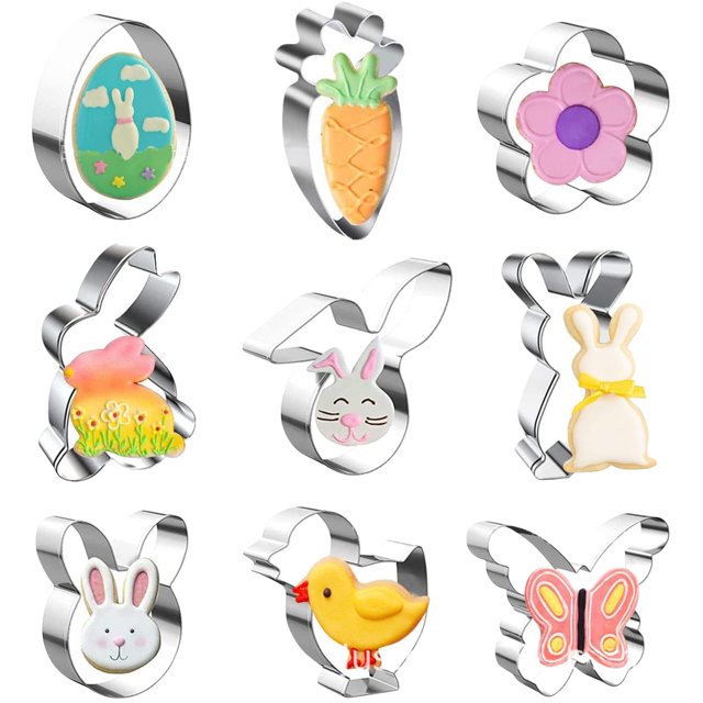 Boovnll Cake Pan, 9-Piece Easter Rabbit Mouldchicken Cake Mould Mould Stainless Steel Baking Utensils Mould, Kitchen Gadgets, Cake Pans, Round Cake Pans