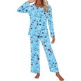 thumbnail image 4 of TopLLC Ensembles de Pyjama Ensembles de Détente pour Femmes, Vêtements de Nuit pour Femmes, Chemise de Nuit à Manches Courtes et Col Rond Imprimée et Ensembles de Pantalons Vêtements de Détente Pyjamas avec Poches Ensembles de Pyjama, 4 of 6