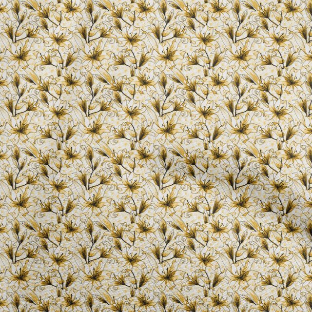 oneOone Rayon Yellow Fabric Floral Craft Projects Decor Fabric Printed By The Yard 56 Inch Wide