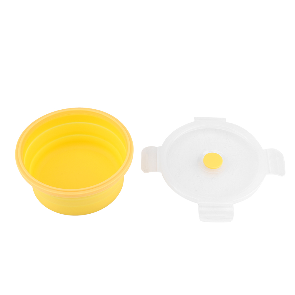 Boîte à Lunch en Silicone Pliable Étanche, Boîte à Bento Ronde, Adultes pour Enfants