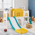 thumbnail image 4 of Costway All in 1 Toddle Slide Playset Freestanding Kids Slide with Tunnel, Basketball Hoop Yellow+Green, 4 of 10