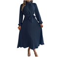 thumbnail image 1 of Birdeem Robes pour Femmes Manches Longues Mode Couleur Unie Col Montant Taille Robes Manches Longues pour Femmes, 1 of 5