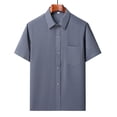 thumbnail image 2 of SROBPTY Haut d'Été pour Homme, Chemises à Manches Courtes pour Hommes, Mode Homme Confortable Uni à Manches Courtes Col Rabattu Régulier Décontracté Bleu, TTG, 2 of 3