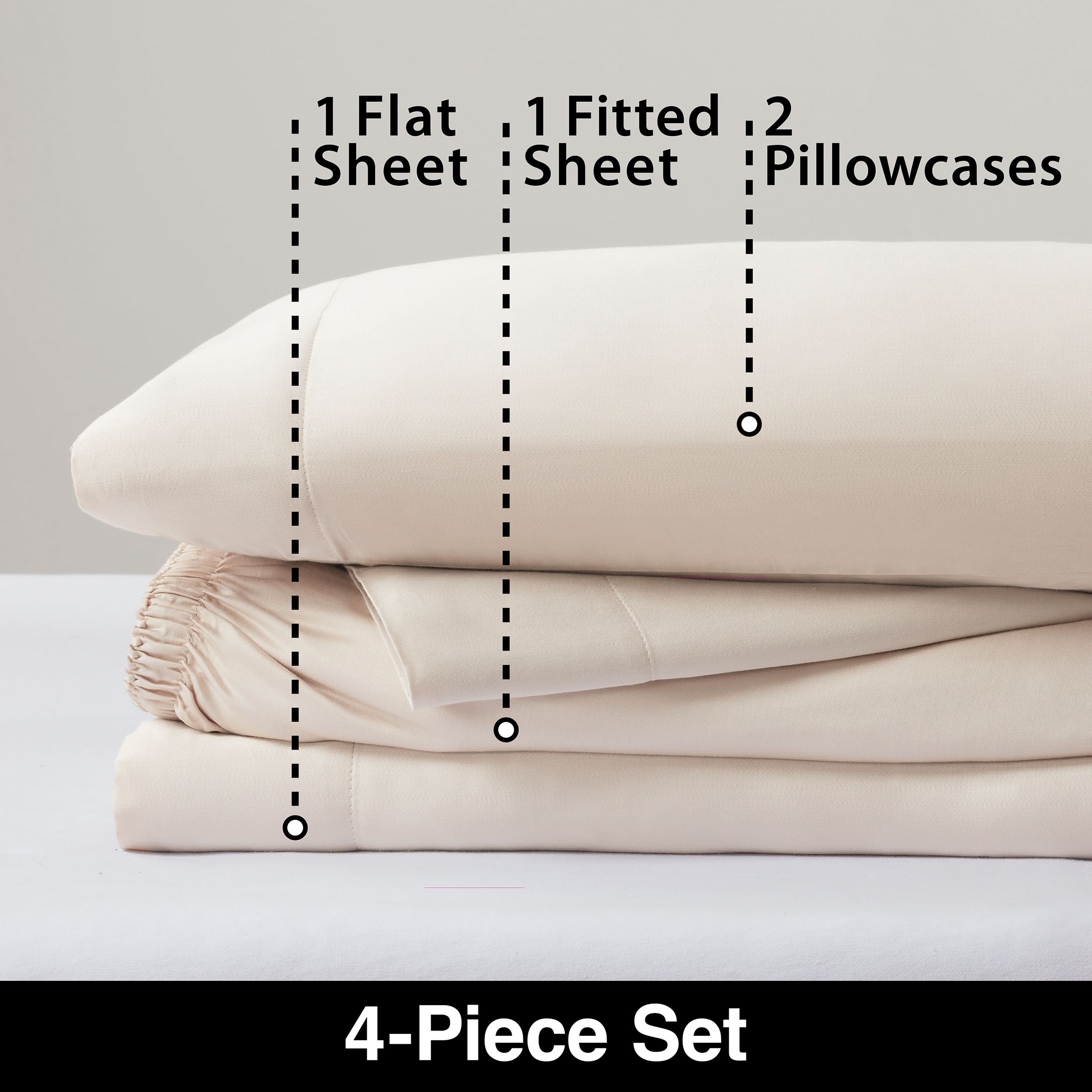 Allswell 300 Thread Count Soft & Silky 4-Piece Viscose from Bamboo Sateen Sheet Set
