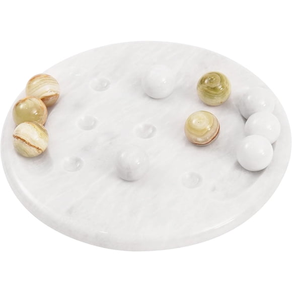 Radicaln Tic Tac Toe 10" White & Green Handmad Marble Strategy Game & Family Board Games for Adults