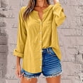 thumbnail image 1 of Wensltd Chemises à Manches Longues Col en V pour Femmes Tunique en Lin Ample avec Poche, 1 of 6