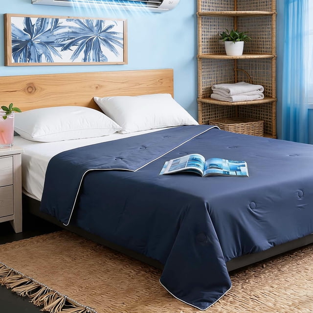DOWNFORT King Cooling Comforter with Tencel™ Fill for Hot Sleepers & Night Sweats - Lightweight, Breahtable,Double-Sided Cold Blanket All Seaso