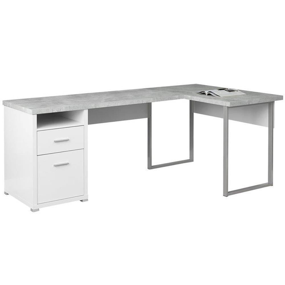 Pemberly Row Engineered Wood Computer Desk Home Office Corner L-Shape in Gray