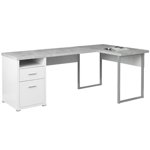 Pemberly Row Engineered Wood Computer Desk Home Office Corner L-Shape in Gray