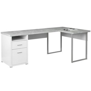 Pemberly Row Engineered Bois Bureau d'ordinateur Accueil Coin L-forme à Gray