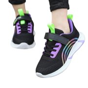 Anmrize Kids Sneakers, Rainbow Decor Shoes, Hook and Loop Running Shoes, Tennis Shoes,B'oys Gi'rls Sneakers for Walking/Running,Lightweight,Breathable Shoes Outdoor, Purple 7Y