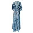 thumbnail image 4 of Women Maxi Dress Long Holiday Boho Paisley Print Slit Striped Ladies Summer, 4 of 6