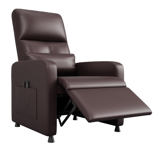 Electric Power Recliner Chair, Adjustable Back PU Leather Single Sofa with USB Port and Side Pockets for Living Room Theater