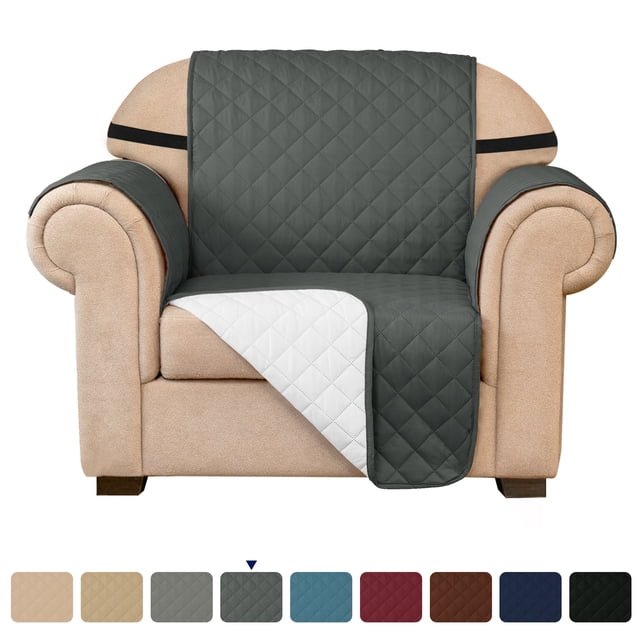 Subrtex Stretch 1-Piece Quilted Reversible Sofa Slipcover with Non-Slip Elastic Straps Washable Pet Couch Cover