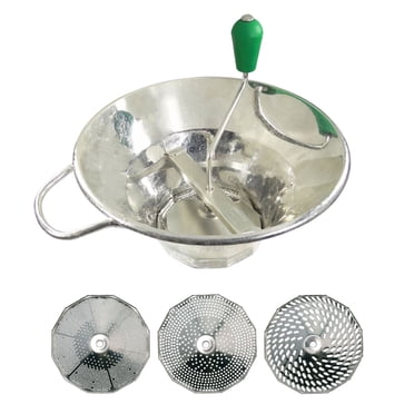 Louis Tellier - Manual Tin Plated Food Mill - Professional - Includes 3 Discs - High Productivity (3.3 lbs/Minute) - Soups, Purees, Compotes, Coulis – Robust