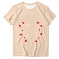 thumbnail image 2 of Aufmer 3 Pcs Women's Printed Short Sleeve Tee, Casual Round Neck T-Shirt with Fashion Pattern, Soft Polyester Top for Spring Summer, Versatile Daily Wear for Various Occasions(Beige), 2 of 3