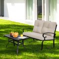 thumbnail image 3 of Patiojoy 2PCS Patio Conversation Set Outdoor Loveseat w/Coffee Table & Beige Cushions, 3 of 6