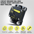 thumbnail image 3 of 50 Amp Marine Circuit Breaker Resettable 50A with Manual Reset Switch Button for Boat Trolling RV Yacht, 12V - 48V DC, 3 of 4