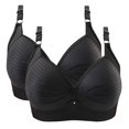 thumbnail image 2 of Bigersell Double-Breasted Bra 2pc V-Neck Wire-Free Bra Support Women Push up Bras Demi & Balconette Bra Style R-55 Basic Bra Strap Nylon Lightly Lined Bra Feature Everyday Bras Underwear Black 38, 2 of 2