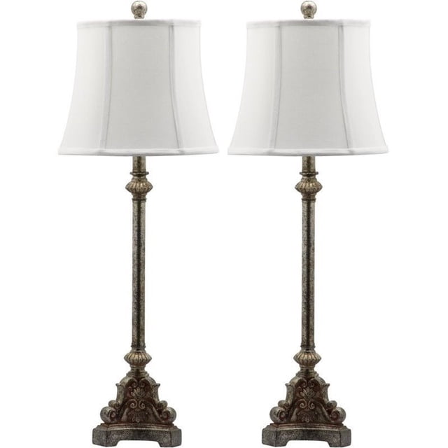 Safavieh Lighting collection Rimini console Antique Silver 33.5-inch Table Lamp (Set of 2)