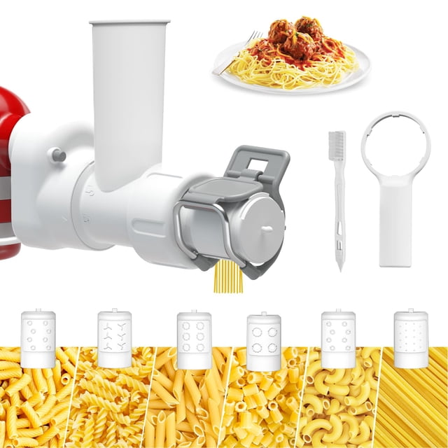 Accessoire pour Machine à Pâtes pour Batteur sur Socle Kitchenaid avec 6 Formes Différentes de Sortie de Pâtes, Durable pour Accessoires et Fixations Kitchenaid, Vaisselle