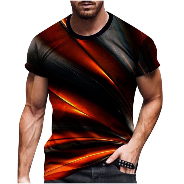 Into the Am Chemises Hommes Décontracté Col Rond Impression Numérique 3D Chandail Entraînement Physique Sport Manches Courtes T-Shirt Blouse