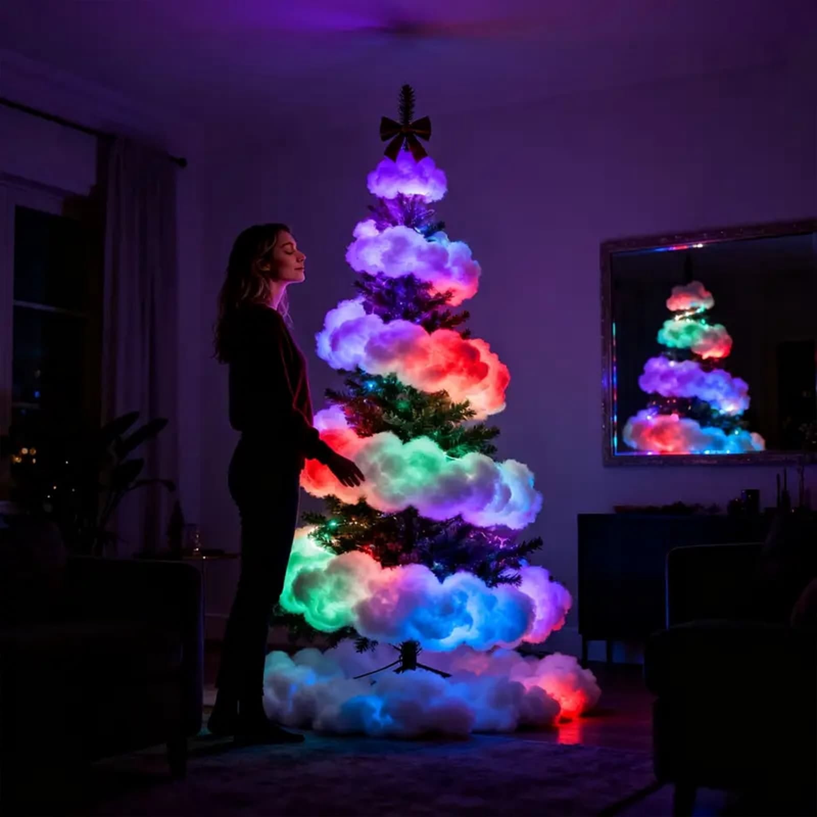 SouMaox Cloud Lamp RGB LED Strip, Weatherproof Silicone Design, Dynamic Lighting Effects, Festive Atmosphere Decoration for Indoor Holiday