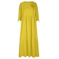 thumbnail image 4 of cfhntfmh Robes Grande Taille pour Femmes Confortables en Coton et Lin à Col Rond Robe Décontractée d'Automne Bordure avant Fluide à Manches Longues Robe Maxi, 4 of 6