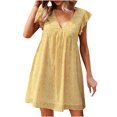 thumbnail image 1 of EQWLJWE Robes d'Été pour Femmes 2023 Mode pour Femmes Décontractée Col en V Manches Feuilles Chiffon Floral Bohème Plage Robe Sans Manches, 1 of 5