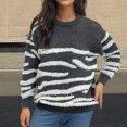 thumbnail image 2 of Rbaofujie Chandails pour Femmes Mode d'Automne Chandail Décontracté Confortable à Manches Longues à Col Rond Blouse Haut Chandail Gris Chandails pour Femmes, 2 of 5