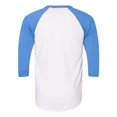 thumbnail image 4 of Tee-Shirt Raglan à Manches Trois-Quarts 5050, TP, Blanc/bleu Lac, 4 of 4