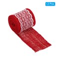 thumbnail image 3 of Unique Bargains Ruban en Toile de Jute 2,4 Pieds de Large 2,2 Yards Rouleau de Dentelle Blanche Tissu d'Emballage Rouleau Rouge 2 Pcs, 3 of 6