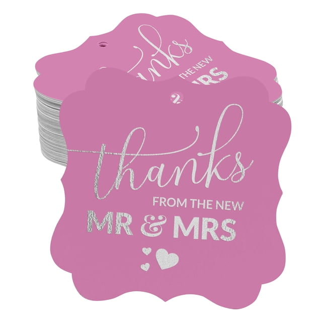 Inkdotpot Pack Of 50 Thanks From The New Wedding Paper Tags DIY Craft Bracket Shape Real Silver Foil Hang Tags