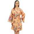 thumbnail image 1 of Bimba Floral Printed Olive Green Short Kimono Robe Bridesmaid Nightwear Wrap-28, 1 of 1
