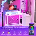 thumbnail image 3 of Ourlova Reversible L Shaped Desk with Power Outlet, 3 Drawers, LED Lights, Monitor Stand, Office/Gaming, White, 3 of 7