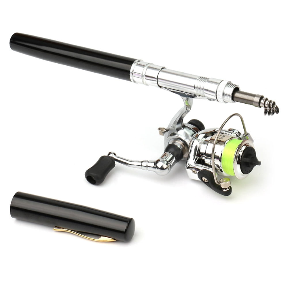 Pocket Collapsible Fishing Rod Reel Combo Mini Pen Fishing Pole Kit Telescopic Fishing Rod Spinning