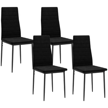 HOMCOM Dining Chairs, Set of 4, Upholstered Accent Chairs, Back, Black