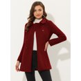 thumbnail image 3 of INSPIRE CHIC Manteau pour Femme à Col Peter Pan, Pardessus à Double Boutonnage, Trench d'Hiver Caban, Rouge Foncé, m, 3 of 5
