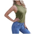thumbnail image 2 of QUINDOS 2025 Débardeurs pour Femmes Été Vert Basique Mode Décontracté Sans Manches Col Rond Hauts Chemisiers Gilet Camisoles pour Femmes, 2 of 7