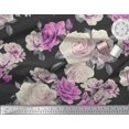 thumbnail image 2 of Soimoi Tissu Popeline de Coton Feuilles & Roses Imprimés de Tissu au Mètre 42 Pouces de Large, 2 of 3