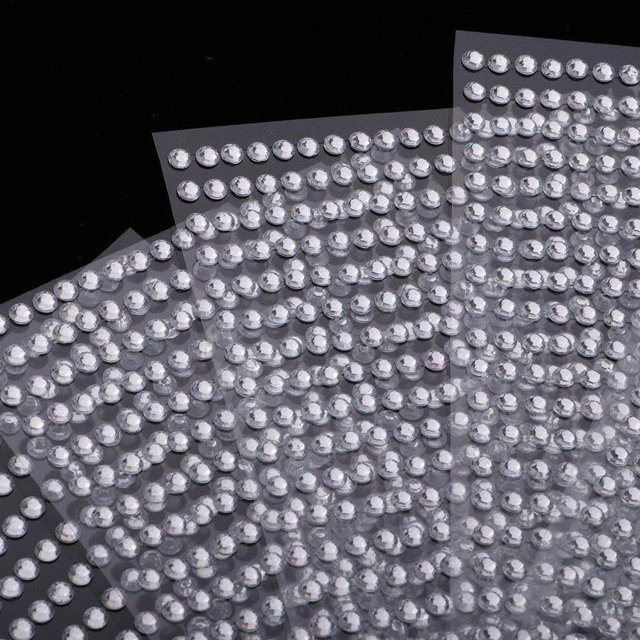 kurtrusly 5 Pcs Crystal Rhinestone Self Adhesive Gem Embellishment Stickers Clear 4mm