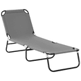 thumbnail image 1 of Outsunny Chaise Longue Pliante, Chaise de Bronzage avec Dossier Réglable, Gris, 1 of 10