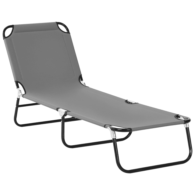 Outsunny Chaise Longue Pliante, Chaise de Bronzage avec Dossier Réglable, Gris