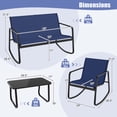 thumbnail image 3 of Costway 4 PCS Patio Rocking Set 2 Rocking Chairs & Loveseat with Glass-Top Table Outdoor Navy, 3 of 10